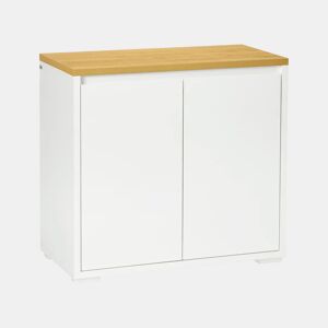 HOMCOM Aparador de Sala de Estar Armário de Armazenamento Móvel Auxiliar de Cozinha com 2 Portas e Prateleira Ajustável para Sala de Jantar Entrada 80x37x75 cm Branco e Madeira