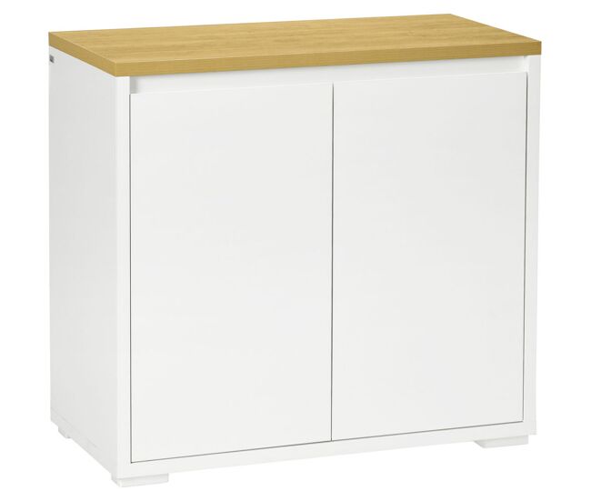 Homcom aparador de salón armario de almacenamiento mueble auxiliar de cocina con 2 puertas y estante ajustable para comedor entrada 80x37x75 cm blanco