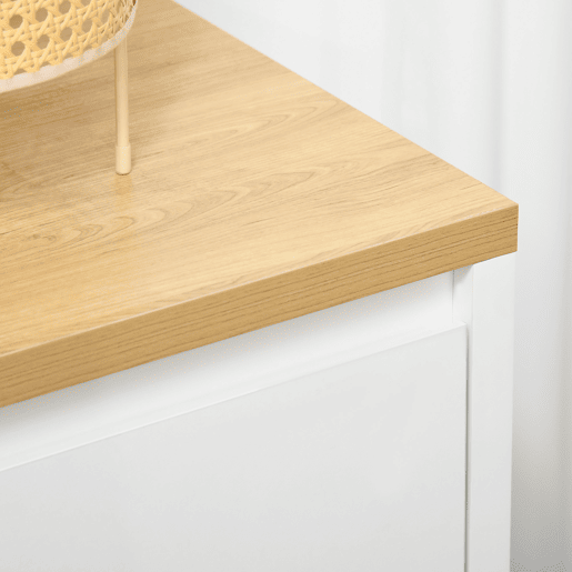 HOMCOM Aparador de Sala de Estar Armário de Armazenamento Móvel Auxiliar de Cozinha com 2 Portas e Prateleira Ajustável para Sala de Jantar Entrada 80x37x75 cm Branco e Madeira