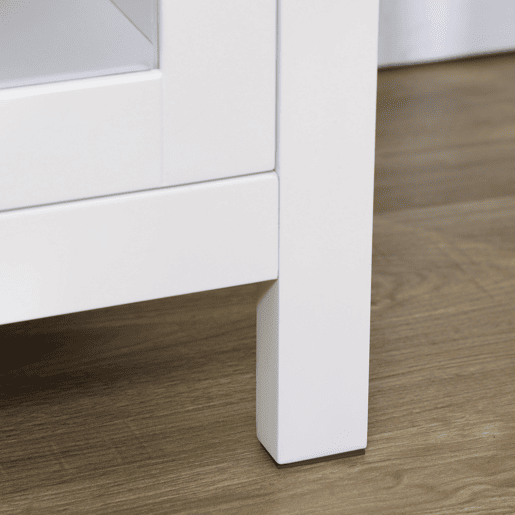 HOMCOM Aparador de Cozinha Moderno Móvel Buffet Auxiliar com Gaveta Prateleira Ajustável e 2 Portas de Vidro para Sala de Estar Sala de Jantar 80x40x90 cm Branco e Madeira