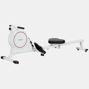 SPORTNOW Máquina de Remo Magnético Máquina de Remo Dobrável com Resistência de 8 Níveis Ecrã LCD e 2 Rodas de Transporte para Ginásio Carga Máxima 130 kg 180x48x60 cm Branco