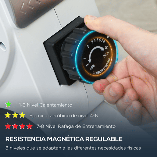 SPORTNOW Máquina de Remo Magnético Máquina de Remo Dobrável com Resistência de 8 Níveis Ecrã LCD e 2 Rodas de Transporte para Ginásio Carga Máxima 130 kg 180x48x60 cm Branco