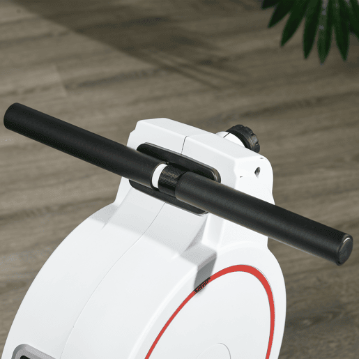 SPORTNOW Máquina de Remo Magnético Máquina de Remo Dobrável com Resistência de 8 Níveis Ecrã LCD e 2 Rodas de Transporte para Ginásio Carga Máxima 130 kg 180x48x60 cm Branco