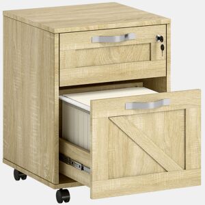 Vinsetto Arquivador para Escritório com 2 Gavetas Bloco de Gavetas com Rodas Móvel para Arquivos com Fechadura e Suporte para Pastas Suspensas Tamanho A4 41x42x56 cm Madeira