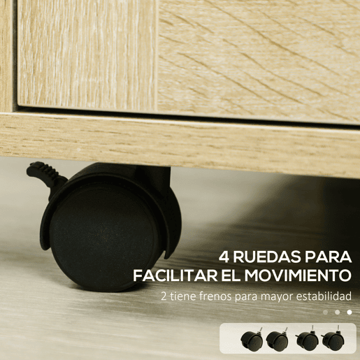 Vinsetto Arquivador para Escritório com 2 Gavetas Bloco de Gavetas com Rodas Móvel para Arquivos com Fechadura e Suporte para Pastas Suspensas Tamanho A4 41x42x56 cm Madeira