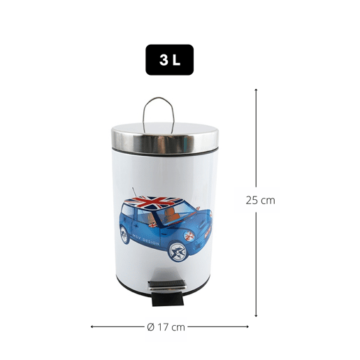 Lata de lixo com o pedal 3L azul xs mini