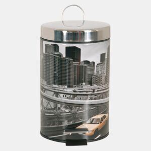 3l Cubo de lixo com tampa de me MSV de ova York de aço inoxidável 16,5 x 25,6 cm