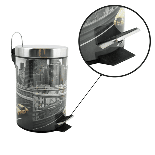 3l Cubo de lixo com tampa de me MSV de ova York de aço inoxidável 16,5 x 25,6 cm