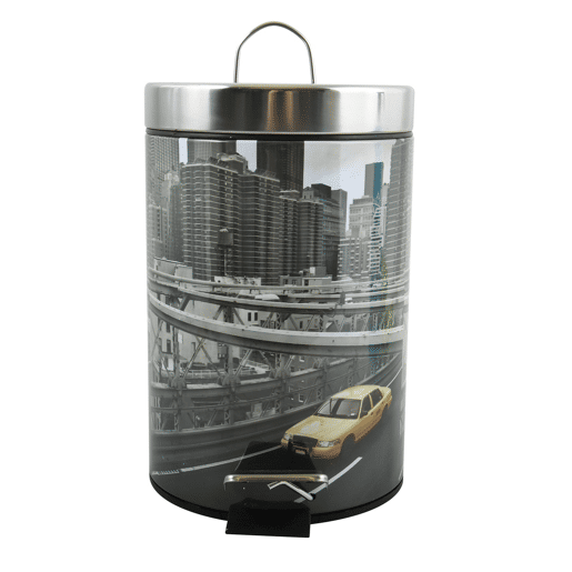 3l Cubo de lixo com tampa de me MSV de ova York de aço inoxidável 16,5 x 25,6 cm