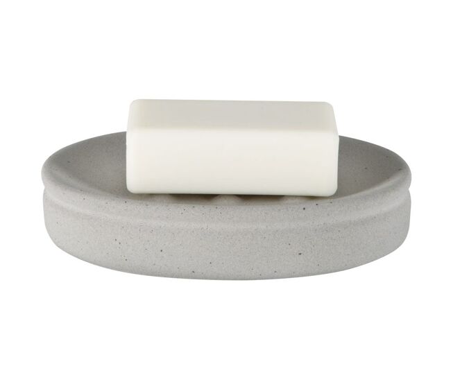Jabonera spirella "cement" de ceramica en color gris 14 x 10 x 3 cm