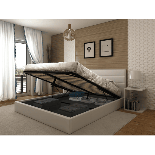 Cama de Casal Starlight, Estrado Elevatório (Branco)(200×180 cm)