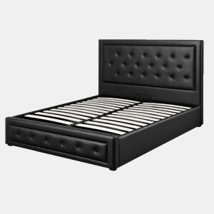 Cama de Casal Roman, Estrado Elevatório (Preto)(190×140 cm)