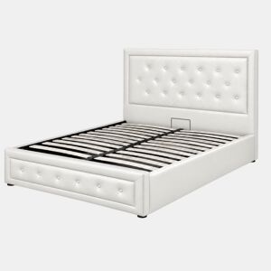 Cama de Casal Roman, Estrado Elevatório (Branco)(200×180 cm)