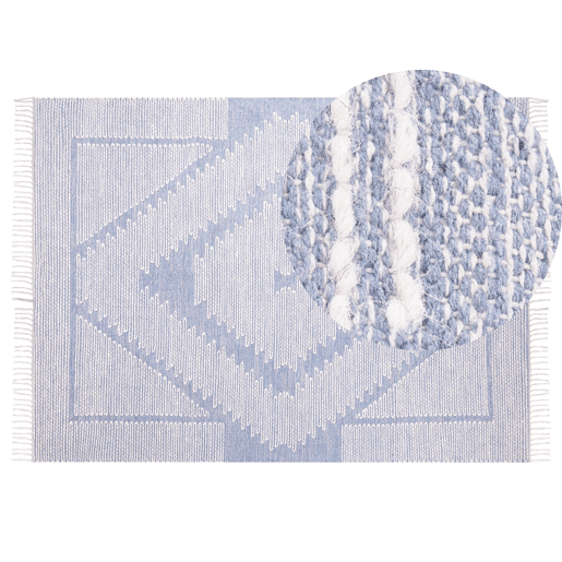 Tapete ANSAR Azul 140 x 200 cm Algodão Tapete ANSAR Azul 140 x 200 cm Algodão