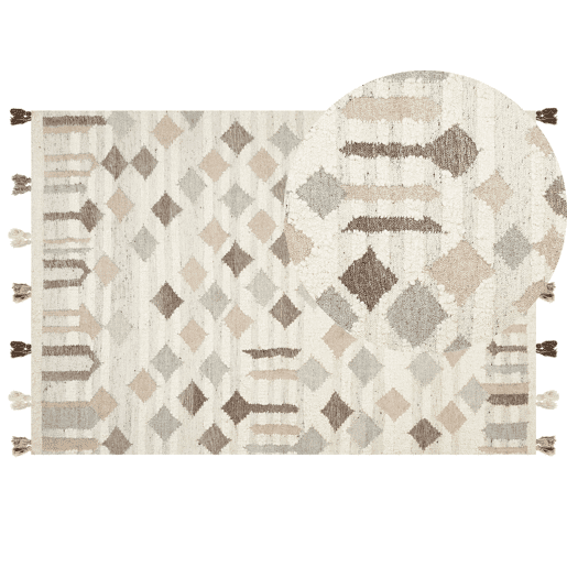 Tapete KAGHTSRASHEN Creme 160 x 230 cm Lã Kilim