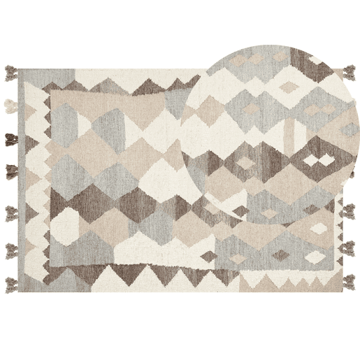 Tapete ARALEZ Creme 160 x 230 cm Lã Kilim