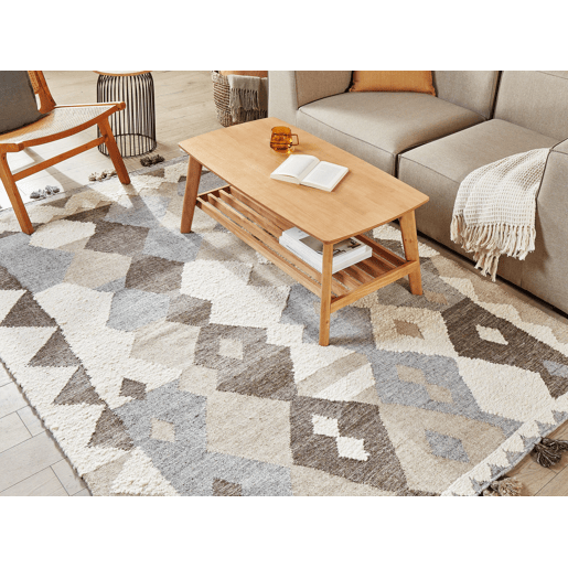 Tapete ARALEZ Creme 160 x 230 cm Lã Kilim