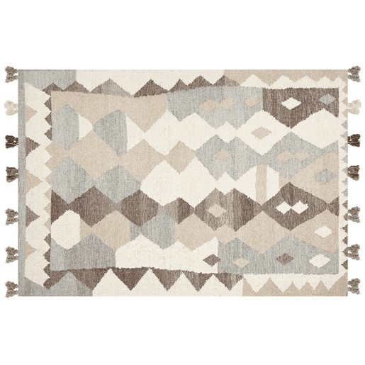 Tapete ARALEZ Creme 160 x 230 cm Lã Kilim