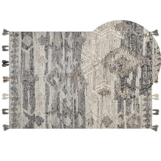 Tapete ARATASHEN Cinzento 160 x 230 cm Lã Kilim