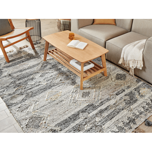 Tapete ARATASHEN Cinzento 160 x 230 cm Lã Kilim