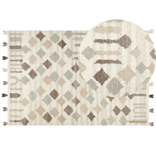 Tapete KAGHTSRASHEN Creme 200 x 300 cm Lã Kilim
