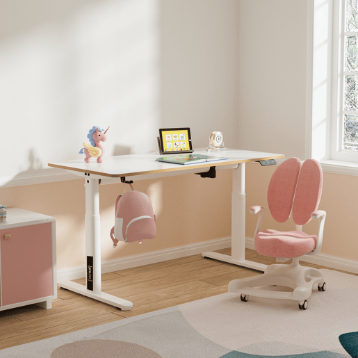 Secretária Ringe para crianças com altura regulável em aglomerado de aço 120 x 60 cm - Branco pro.tec