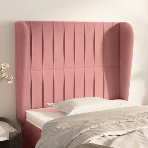 vidaXL Cabeceira cama c abas veludo 103x23x118128 cm rosa