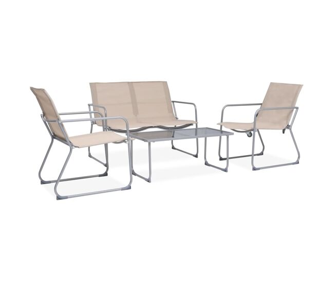 Juego de muebles de jardín 4 piezas tela y acero crema vidaxl
