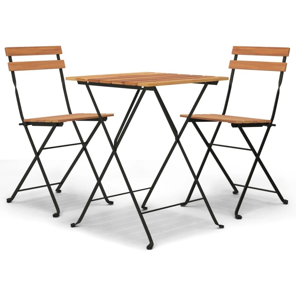 Muebles cafetería plegables 3 piezas madera maciza teca y acero vidaxl