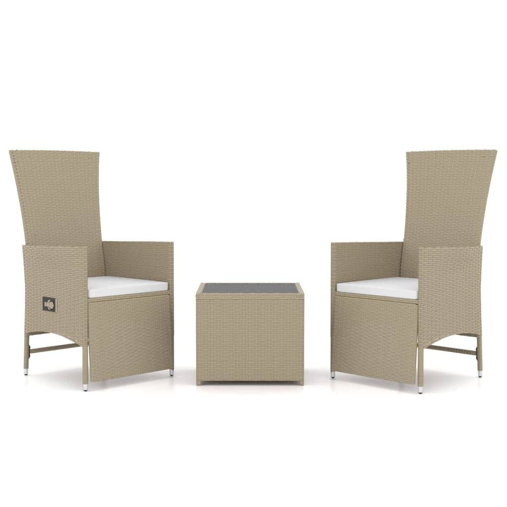 Juego de muebles jardín 3 piezas acero y ratán sintético beige vidaxl