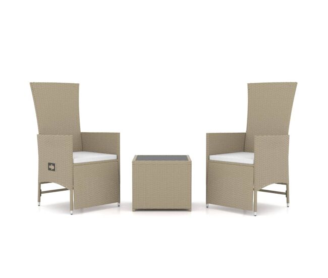 Juego de muebles jardín 3 piezas acero y ratán sintético beige vidaxl
