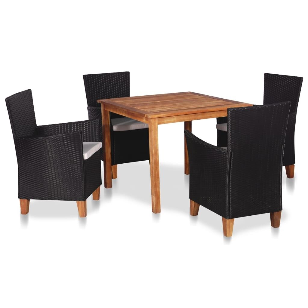 Set de comedor de jardín 5 piezas ratán sintético negro y marrón vidaxl