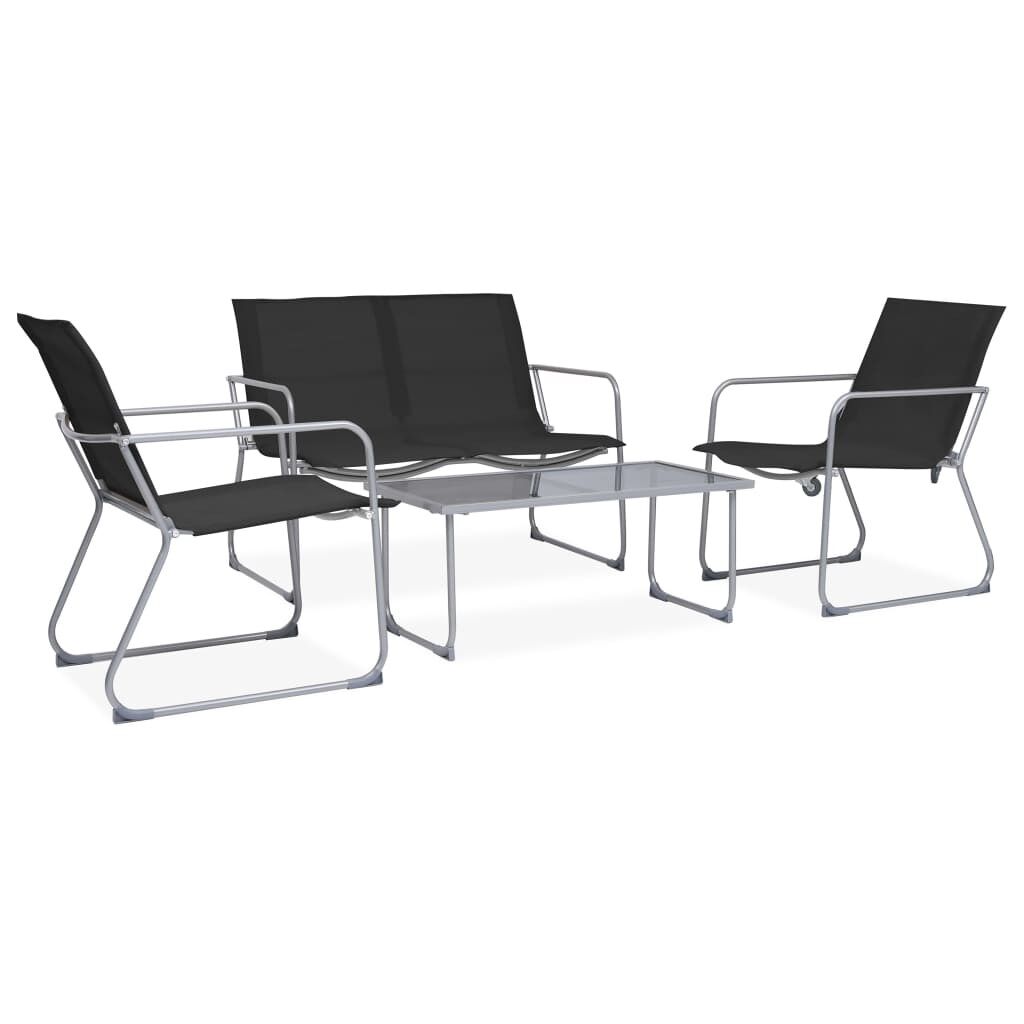 juego de muebles de jardin 4 piezas tela y acero negro vidaxl