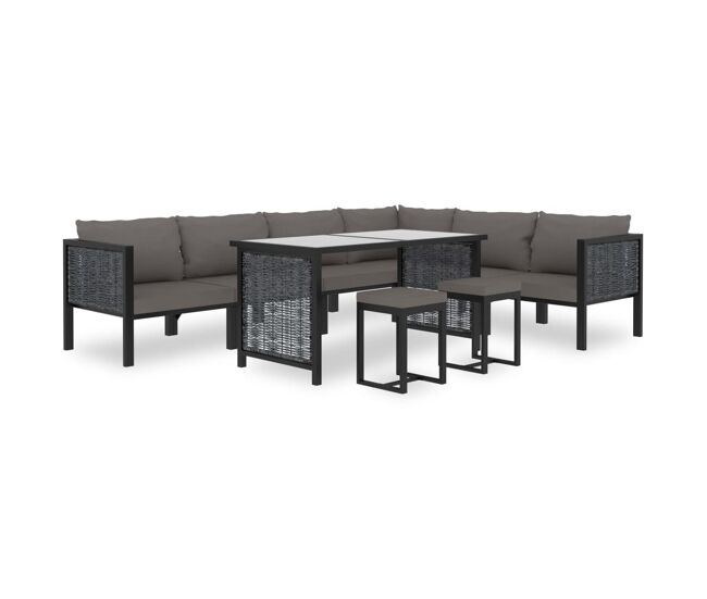 Muebles de jardín 9 pzas y cojines ratán sintético antracita vidaxl