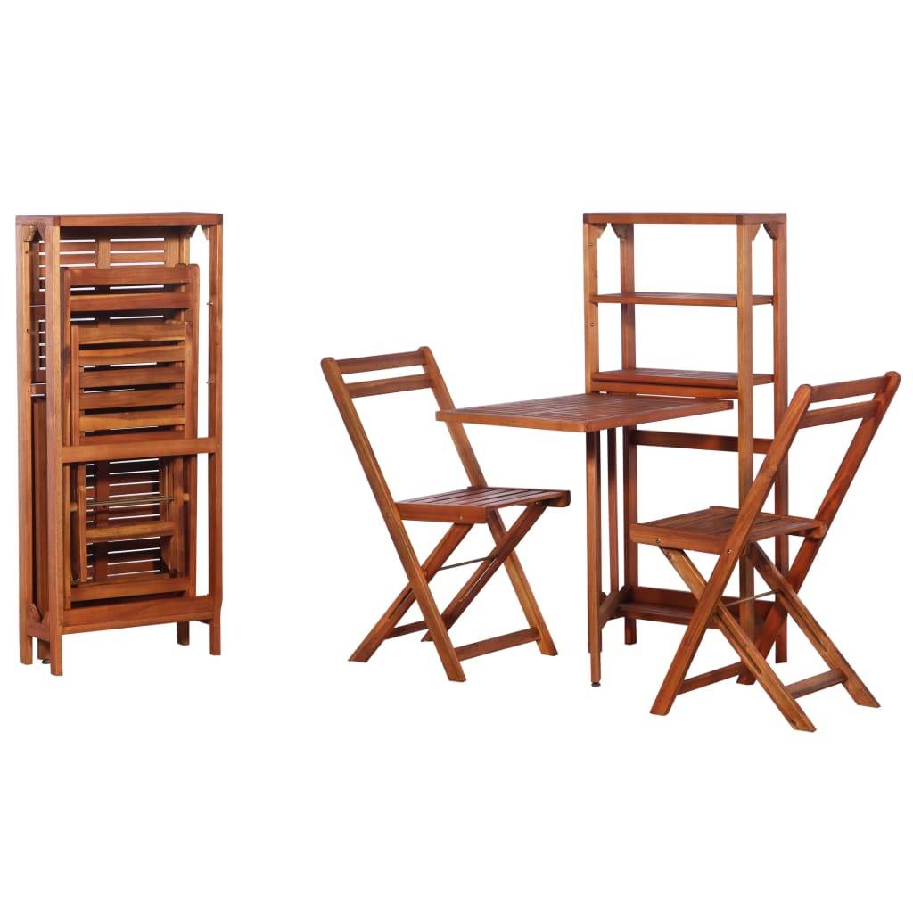 Juego de bistró plegable de 3 piezas madera maciza de acacia vidaxl