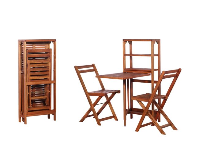 Juego de bistró plegable de 3 piezas madera maciza de acacia vidaxl