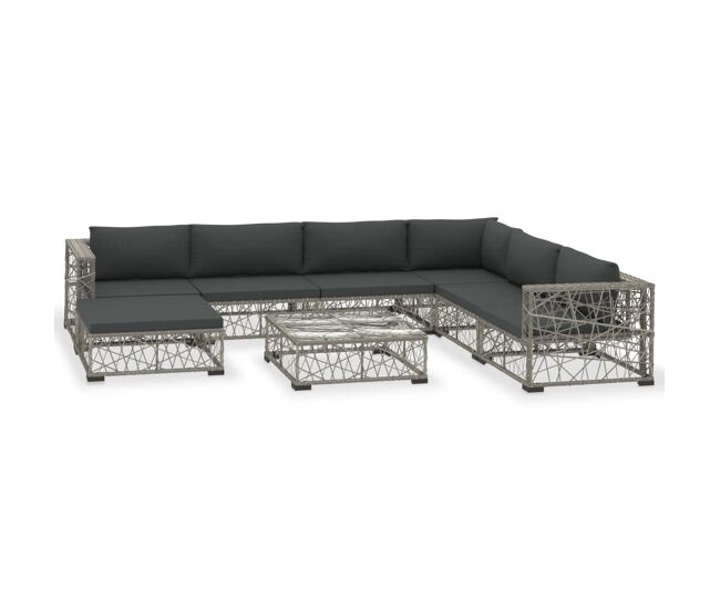 Set de muebles de jardín 8 pzas y cojines ratán sintético gris vidaxl