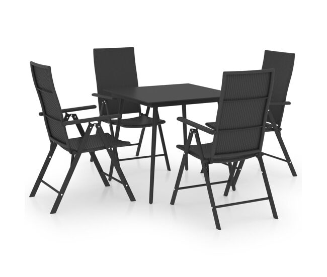 Juego de comedor para jardín 5 piezas negro vidaxl
