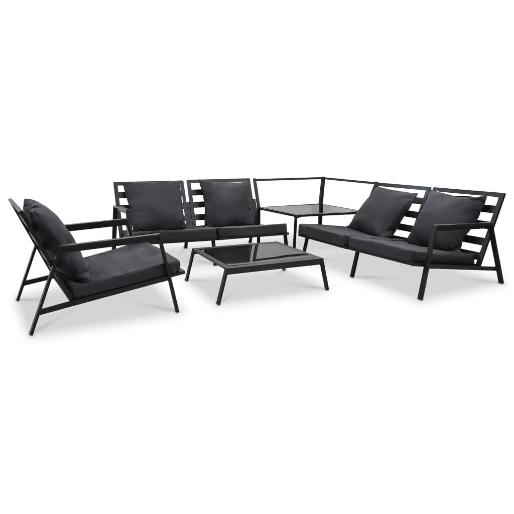 Muebles de jardín 5 pzas y cojines de aluminio gris oscuro vidaxl