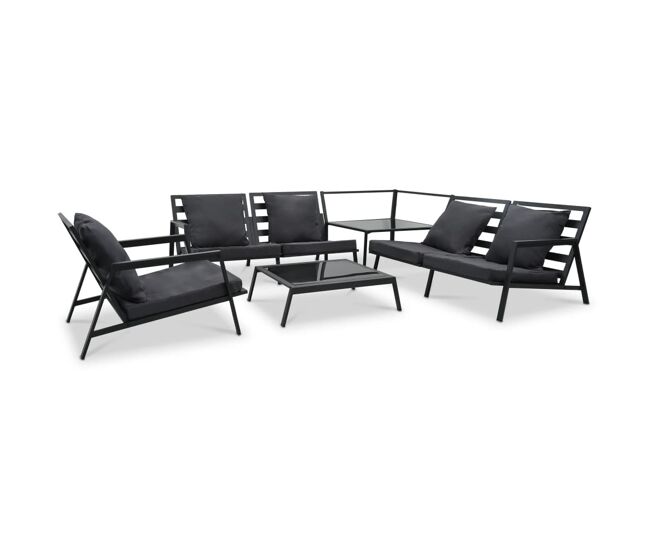 Muebles de jardín 5 pzas y cojines de aluminio gris oscuro vidaxl