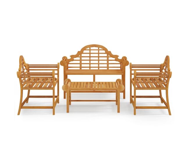 Juego muebles de jardín 4 piezas madera maciza teca vidaxl