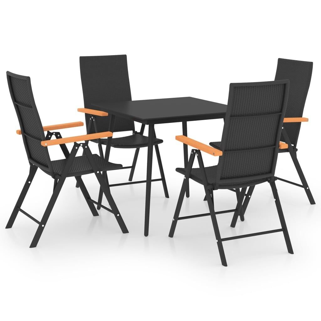 Juego de comedor para jardín 5 piezas negro y marrón vidaxl