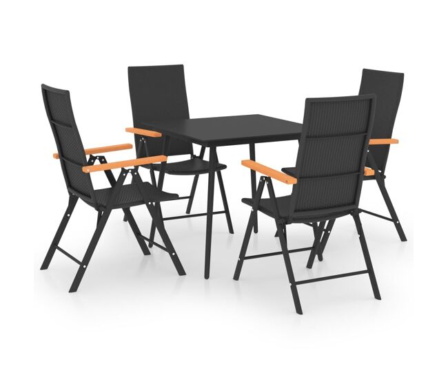 Juego de comedor para jardín 5 piezas negro y marrón vidaxl