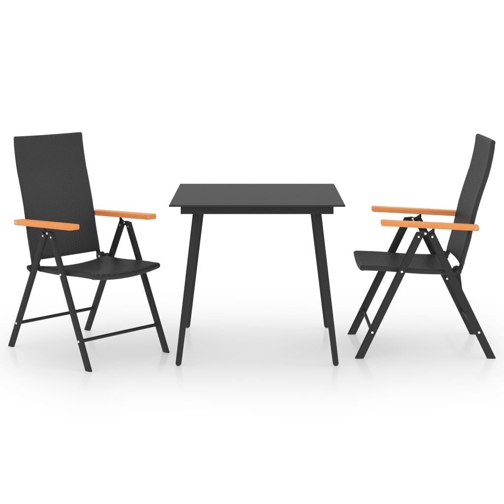 Juego de comedor para jardín 3 piezas negro y marrón vidaxl