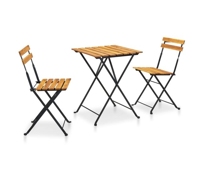 Mesa y sillas bistró plegables 3 pzas madera maciza de acacia vidaxl