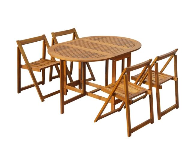 Set comedor de jardín plegable 5 piezas madera maciza de acacia vidaxl