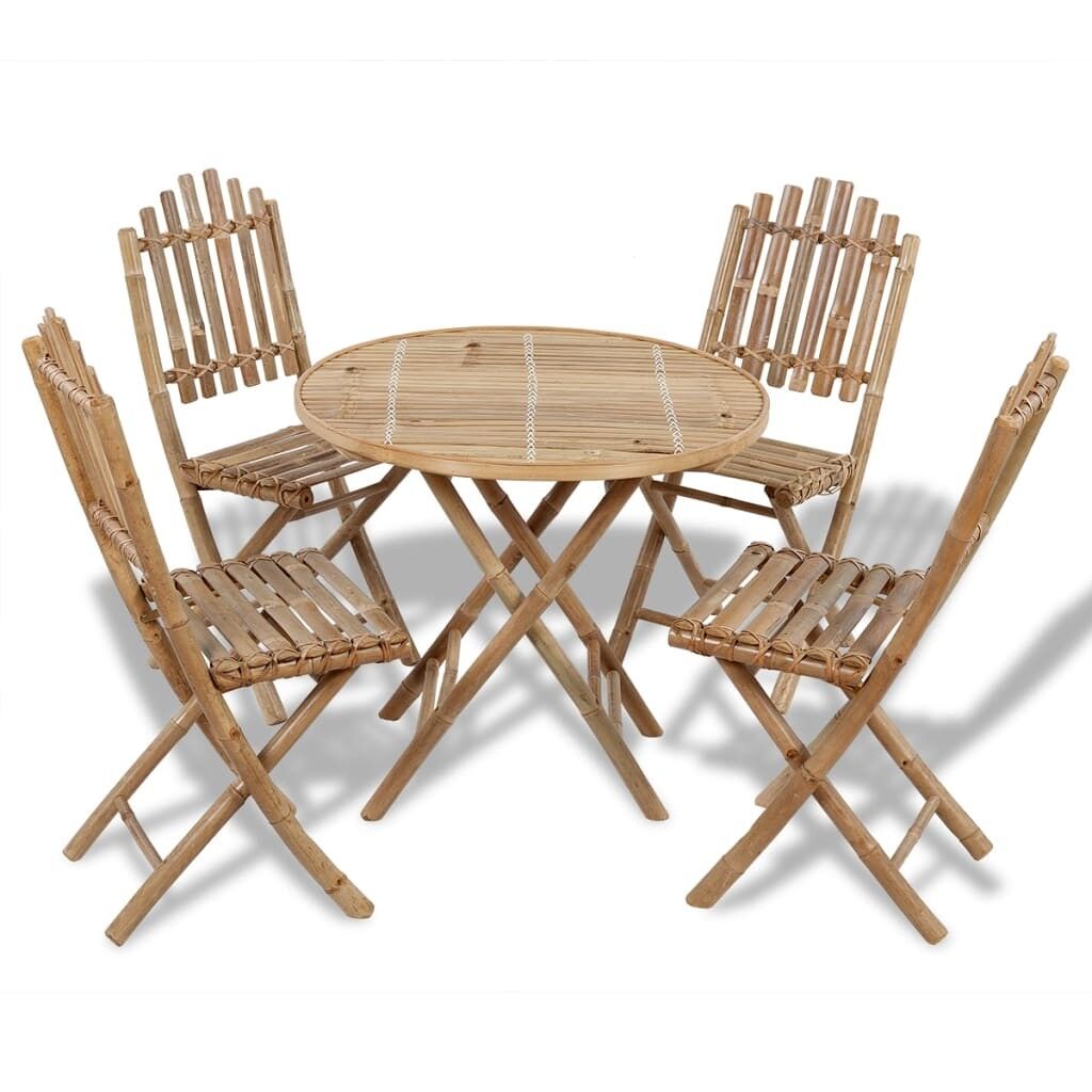 Juego de comedor de jardín plegable 5 piezas de bambú vidaxl