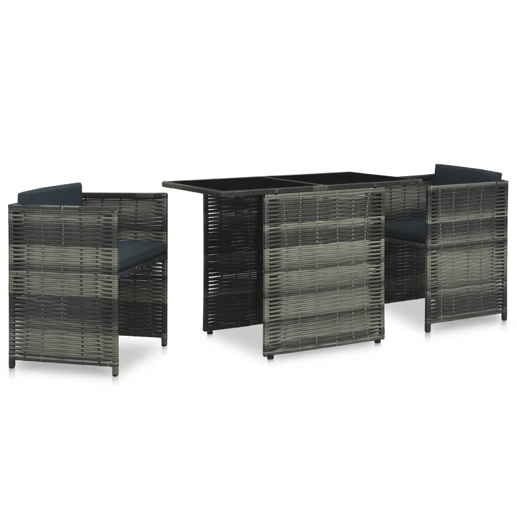 Set mesa  sillas jardín    cojines ratán sintético