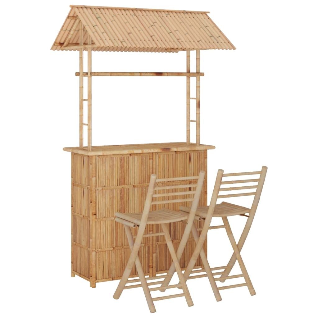 Juego de bar de 3 piezas de bambú vidaxl