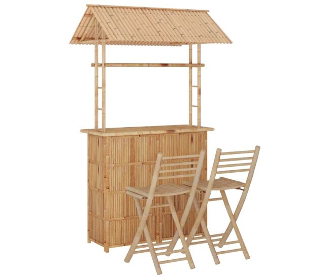 Juego de bar de 3 piezas de bambú vidaxl